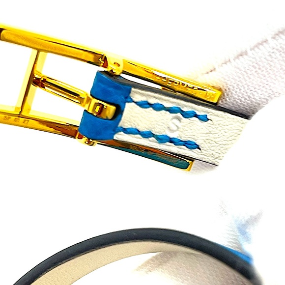 EUC HERMES Behapi Tour Double Wrap Blue Leather Bracelet - Picture 9 of 14